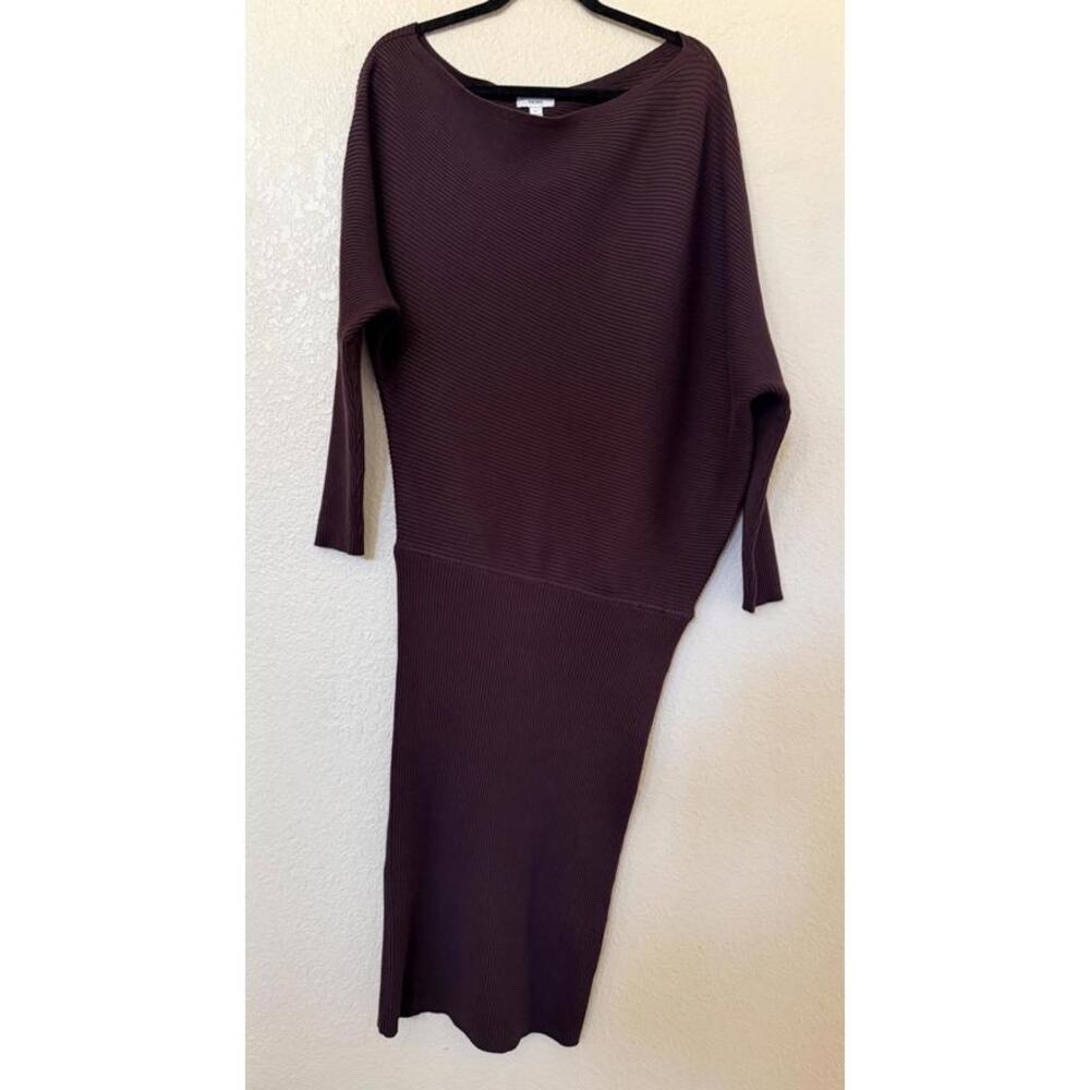 New Reiss LARA OFF-THE-SHOULDER RIBBED MIDI DRESS IN Plum Purple Sz L $295 - Picture 5 of 12